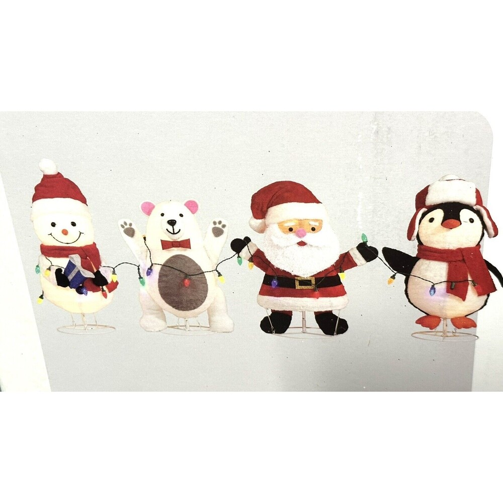 Christmas Yard Decor Light Up 2 ft Metal Pop Up Santa Snowman Polar Bear Penguin